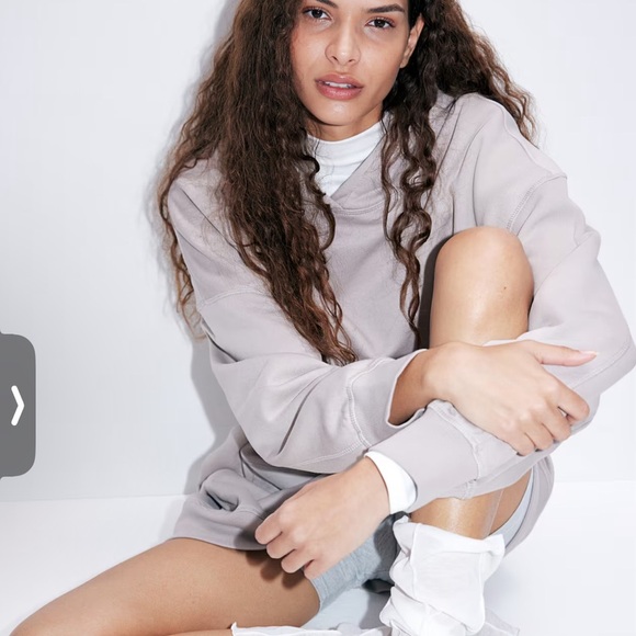 Divided Tan Hooded Cotton Dress - Picture 3 of 13